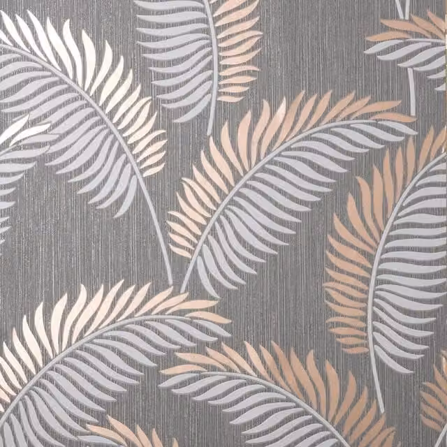 Fine Décor Cascade Leaf Botanical Floral Wallpaper in Grey – 1