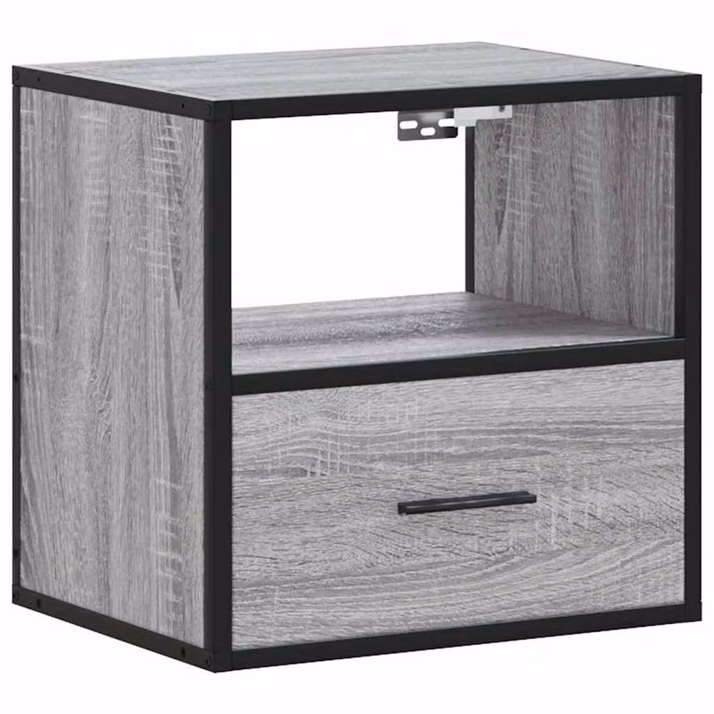 Berkfield Home Set of 2 Wall-mounted Bedside Cabinets in Grey Sonoma, W: 40 cm, D: 31 cm, H: 39.5 cm – 6