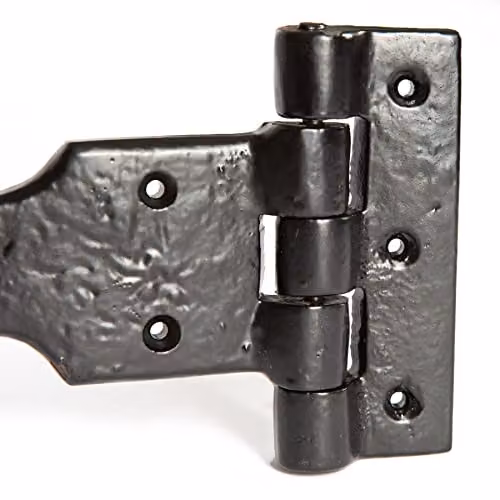 Hammer and Tongs Fleur De Lis T-Hinges, Black Powder Coated Iron, Pack of 4, Width: 31 cm – 2