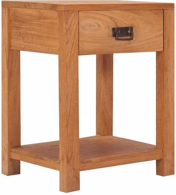 Berkfield Home Solid Teak Wood Bedside Cabinet in Brown, W/D/H: 35 x 35 x 50 cm – 1