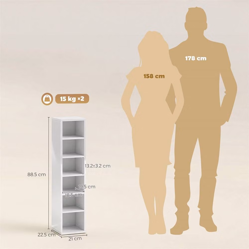 EONLION Set of 2 White Wall Mounted CD Media Display Shelf Units with Back Panel – 2