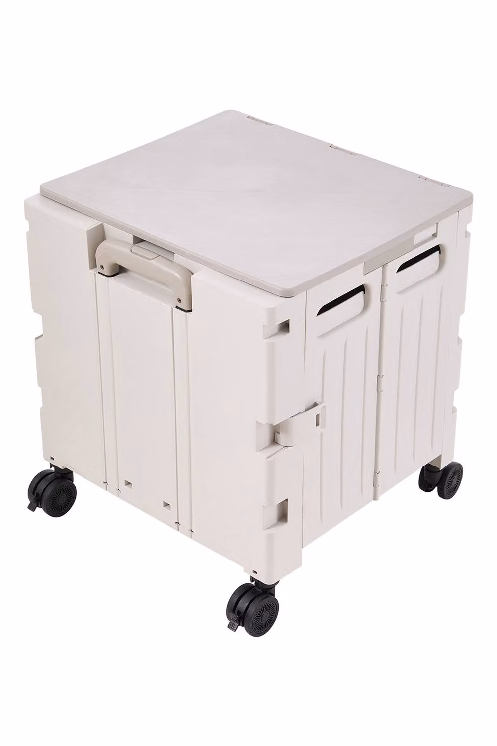 Living and Home Folding 55L Shopping Trolley Cart with Wheels, White – 4