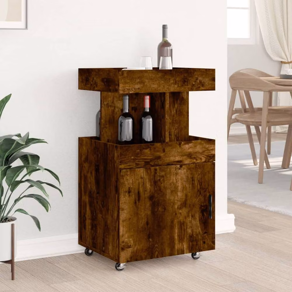 Berkfield Home Smoked Oak Bar Cart in Brown, W/D/H: 50 x 41 x 89 cm – 2