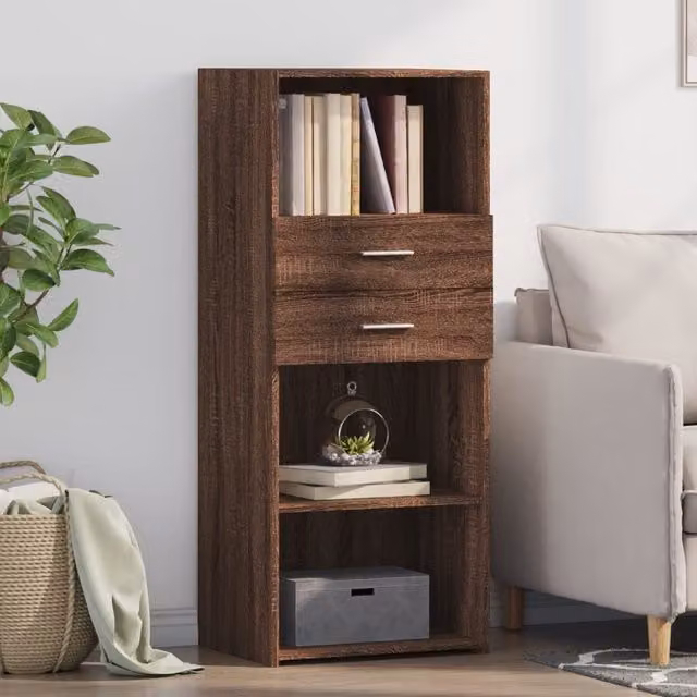 Berkfield Home Modern Highboard in Brown Oak, W: 50 cm, D: 42.5 cm, H: 124 cm