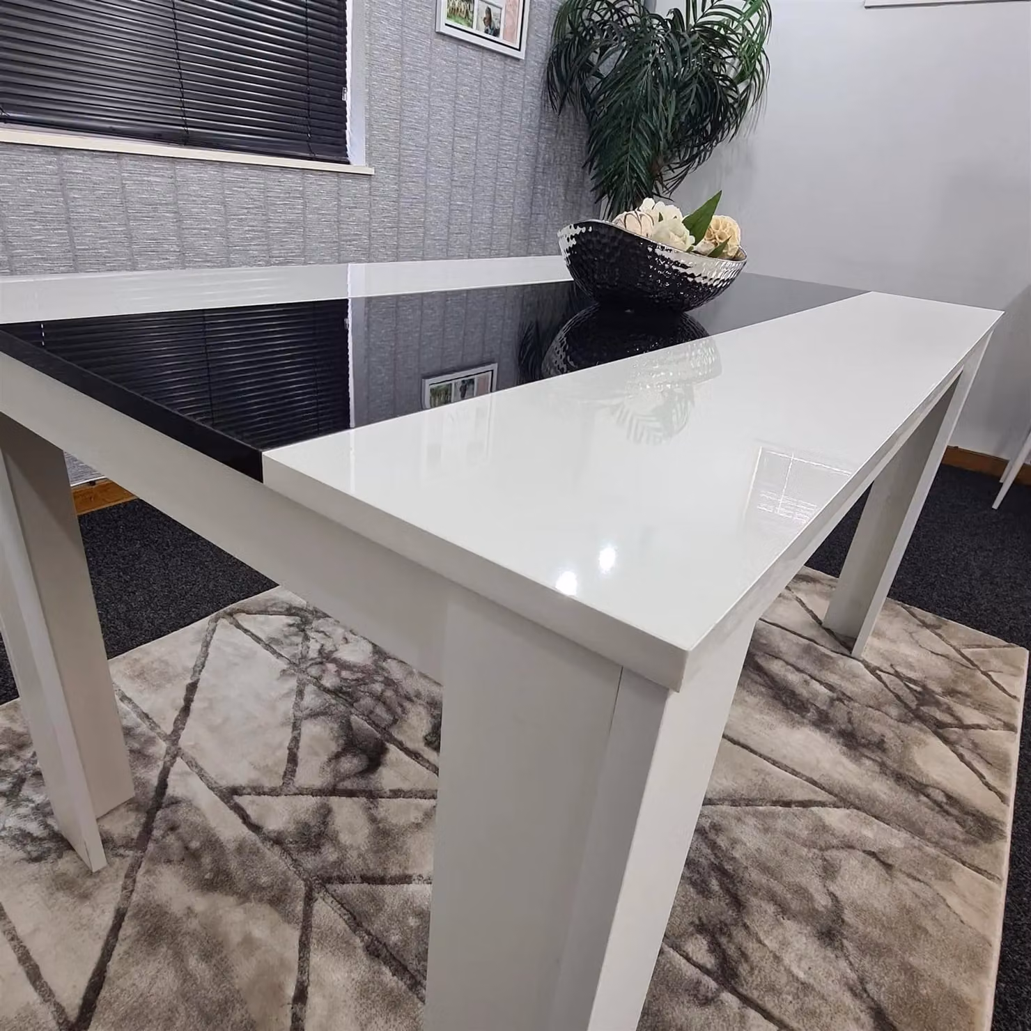 KOSY KOALA Modern Rectangular Dining Table in White and Black, Seats 6, H 75 x L 140 x W 80 cm – 4