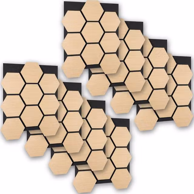 tectake Sound-Absorbing Felt Acoustic Panels in Light Oak Wood Look, Brown, W/H: 62 x 76 cm – 1