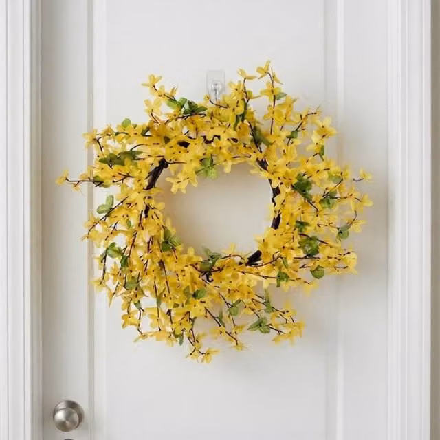 Garden Greatness Forsythia Decorative Autumn Door Wreath in Yellow and Multicolour, Diameter: 38 cm