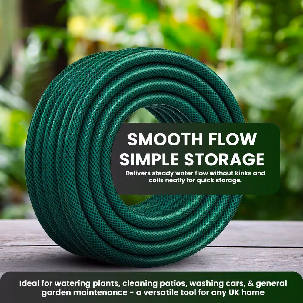 Mantraraj Heavy Duty PVC Reinforced Garden Hose Pipe with Spray Nozzles, Green, 45m – 7
