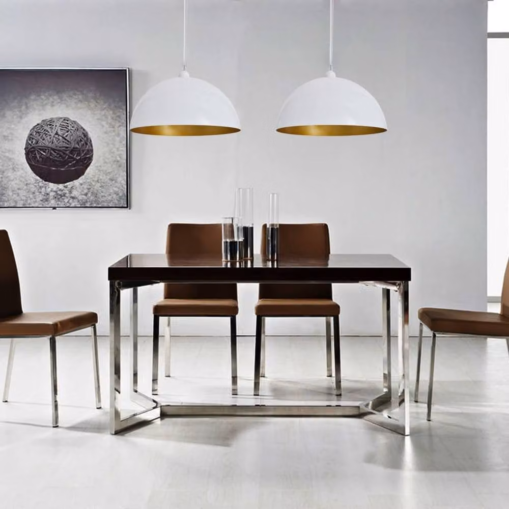 Berkfield Home Set of 2 Modern White Metal Semi-spherical Suspended Ceiling Lamps with Height-adjustable Dome Design – 3