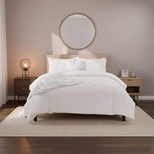 Snug City White Heart Embossed Teddy Fleece Duvet Cover and Pillowcase Set, Single, W: 90 cm, L: 200 cm – 1