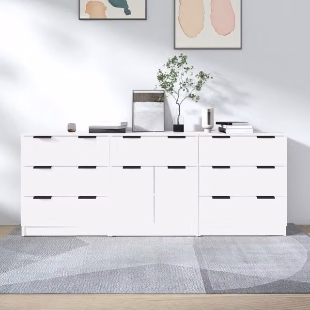 Berkfield Home 3 Piece Sideboard Set in White Matt MDF