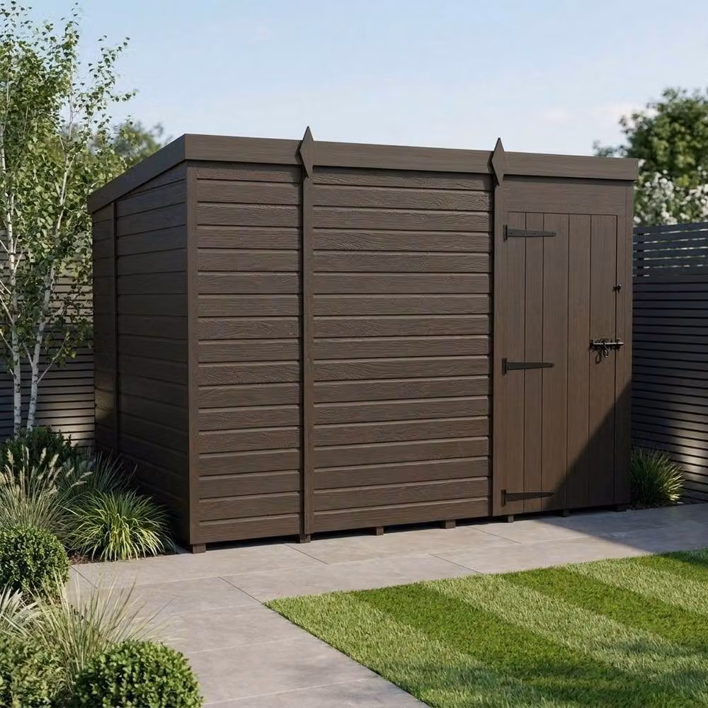 Buttercup Farm Grey Composite Pent Garden Shed with Single Door and No Windows W/D/H: 274 x 305 x 210 cm – 2