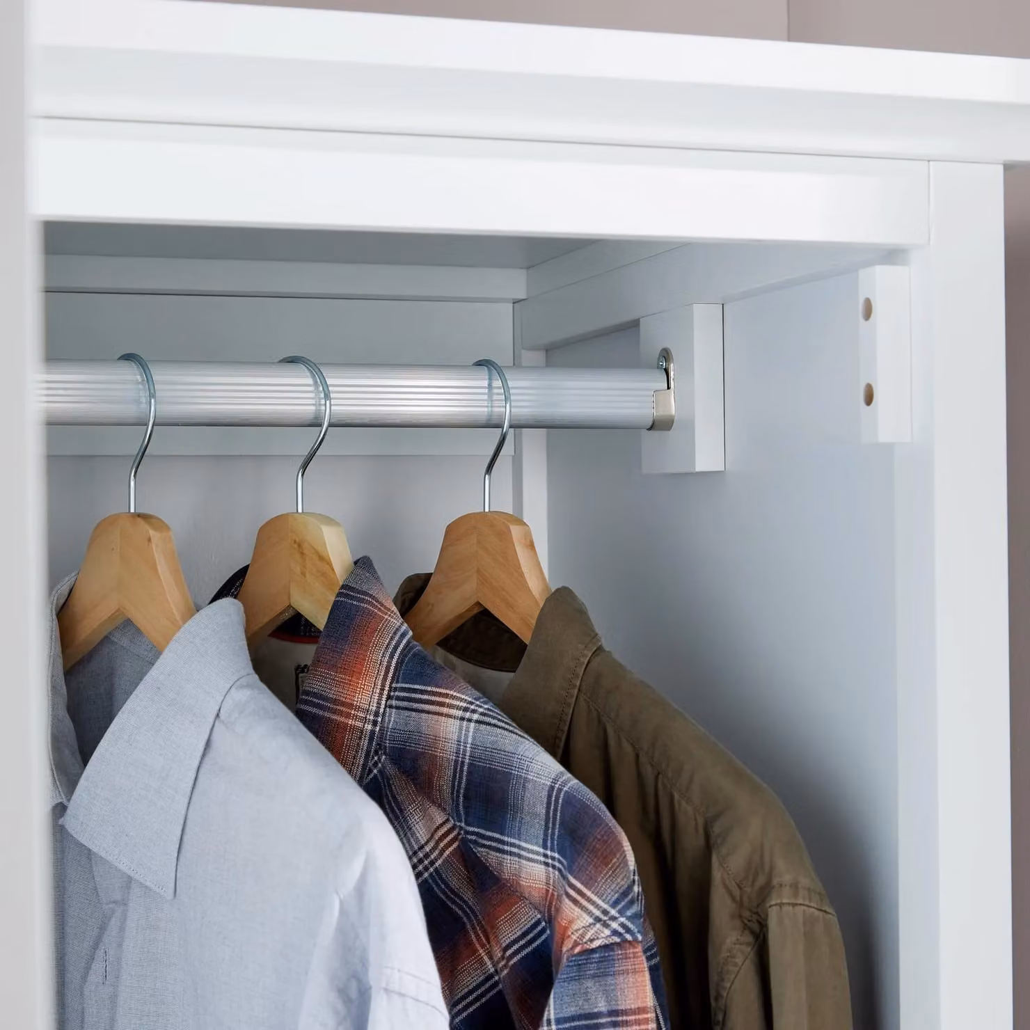 Home Source Single Door Wardrobe with Hanging Rod, White MDF, Height: 179 cm – 2