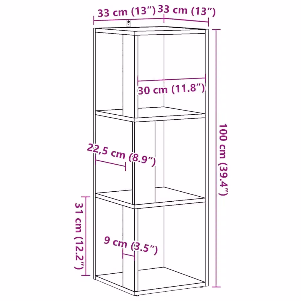 Berkfield Home Classic Corner Cabinet in Brown, W/D/H: 33 x 33 x 100 cm – 4