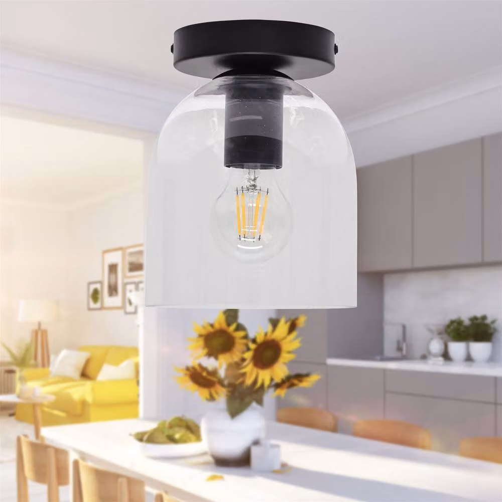 First Choice Lighting Belten Set of 2 Black Ceiling Light Fittings with Transparent Glass Cloche Domes – 4