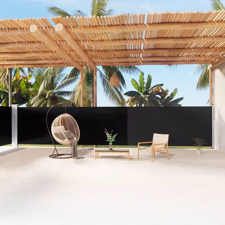Berkfield Home Retractable Side Awning in Black, W/H: 1200 x 160 cm