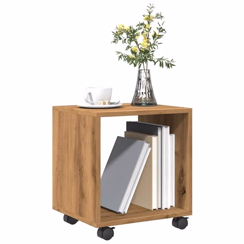 Berkfield Home vidaXL Rolling Cabinet in Artisan Oak Brown, W/D/H: 37 x 33 x 42.5 cm – 3