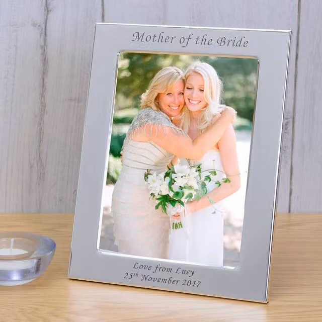 Uniqueful Silver Plated Mother of the Bride Rectangular Single Picture Frame, W/H: 13.5 x 13.5 cm