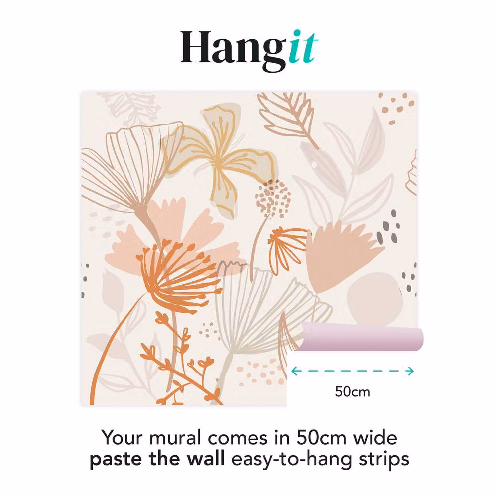 Superfresco Easy Scandi Floral Peach Print Mural in Pink, W: 300 cm, H: 280 cm – 2