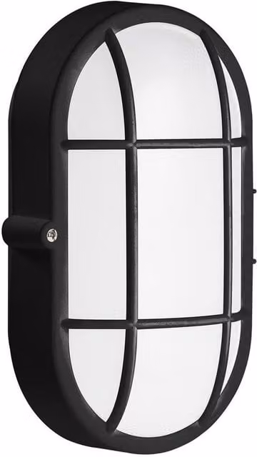 Netlighting Fond Oval Outdoor Bulkhead Wall Lamp in Black with E27 Socket, 15W, IP44 – 1