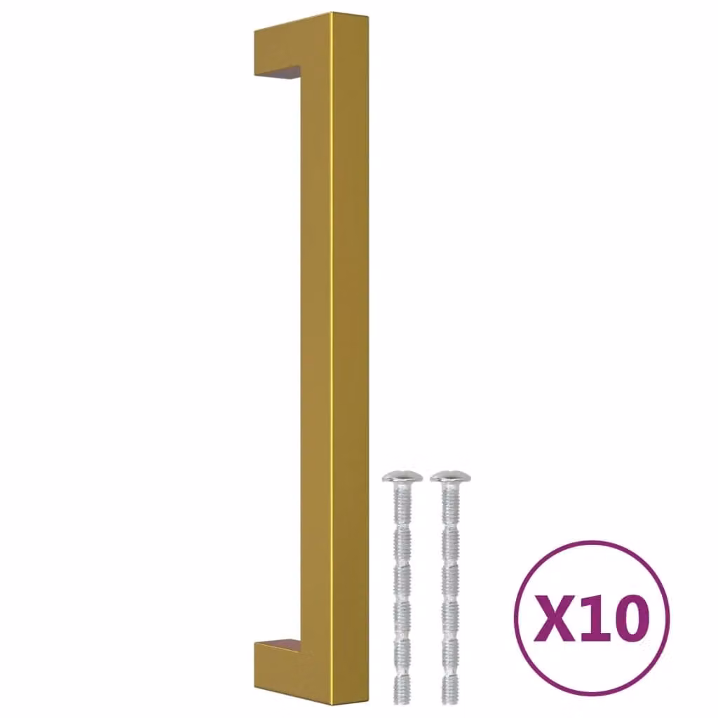 Berkfield Home Gold Brushed Stainless Steel Bar Cabinet Handles, 10 Pack, Length: 160 mm – 1