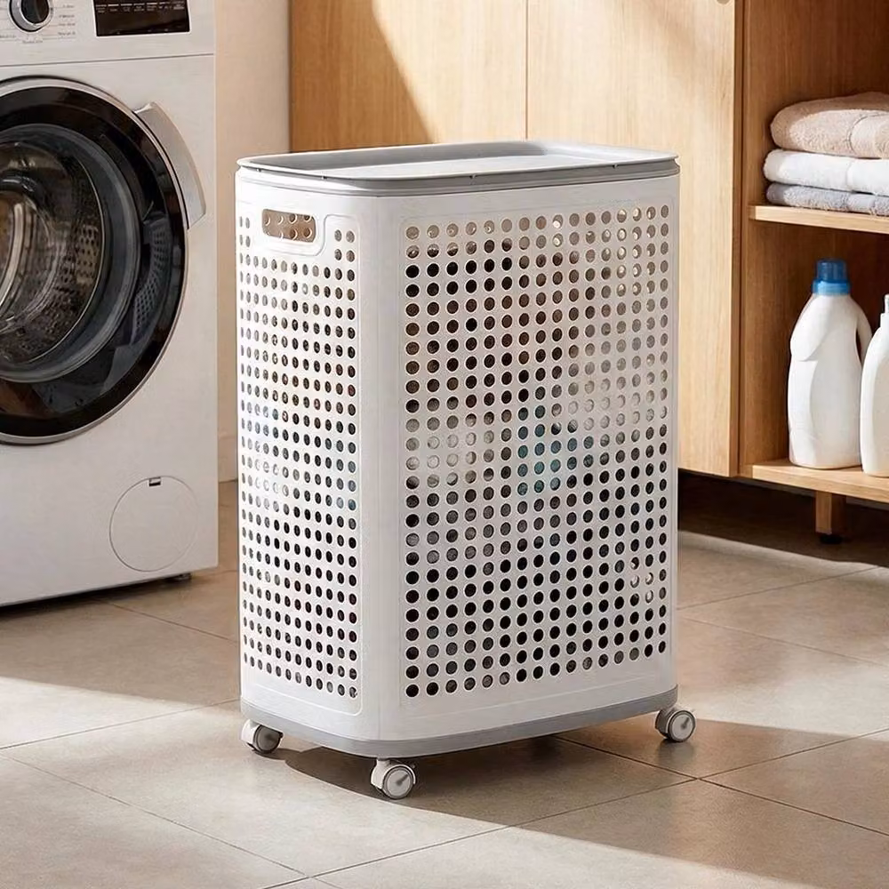 Kelvenix Extra Large Laundry Hamper with Handles, White, W/D/H: 42 x 33 x 60.5 cm – 2
