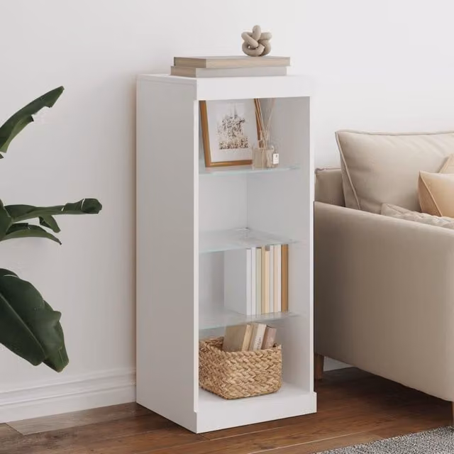Berkfield Home Modern White Wall Mounted Sideboard with Integrated LED Lighting W/D/H: 41 x 37 x 100 cm – 1
