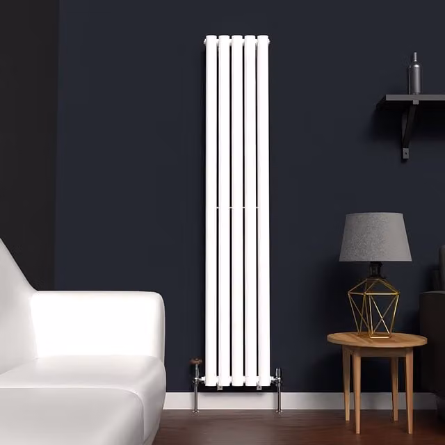 Lux Heat Oval White Vertical Double Panel Designer Radiator H: 160 cm, W: 30 cm – 1
