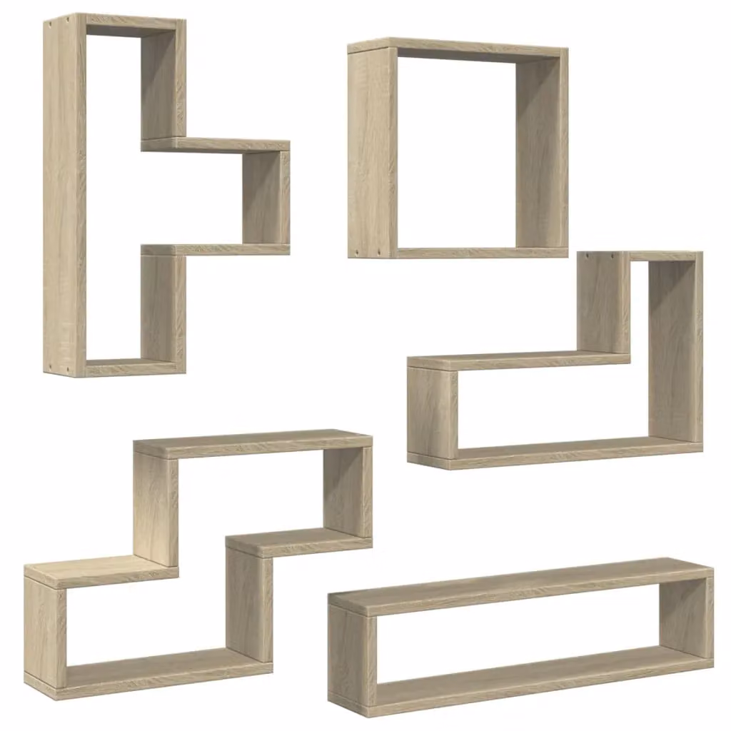 Berkfield Home Sonoma Oak Wall Mounted Cube Shelf, Brown, W: 96 cm, D: 12 cm, H: 64 cm – 2