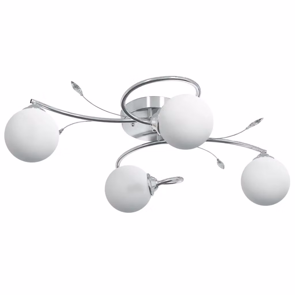 Berkfield Home Modern White Ceiling Lamp with Transparent Glass Sphere Shades for 4 G9 LED Bulbs – 2