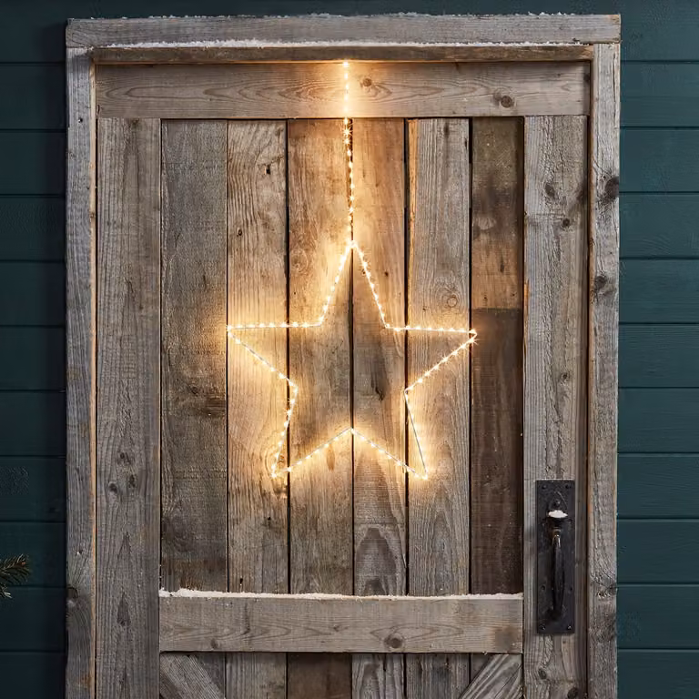 Lights4fun Outdoor Hanging Star Light Window Decoration with 134 Warm White LEDs, White, 38 cm