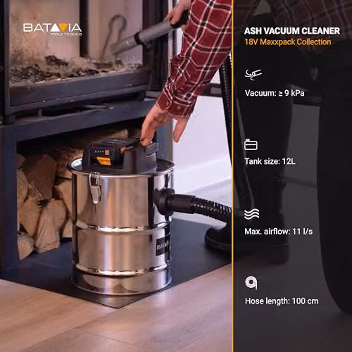 Batavia Maxxpack 18V Cordless Ash Vacuum Cleaner in Silver and Stainless Steel (without battery and charger) – 4
