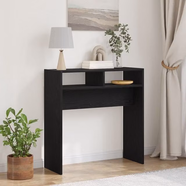 Berkfield Home Black Oak Console Table in Black Engineered Wood, W/D/H: 78 x 30 x 80 cm – 1