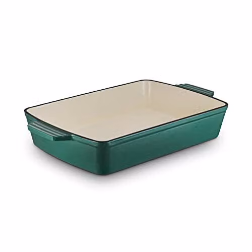 Tower Cast Iron Rectangular Roaster with Enamel Interior, 39 cm, Green