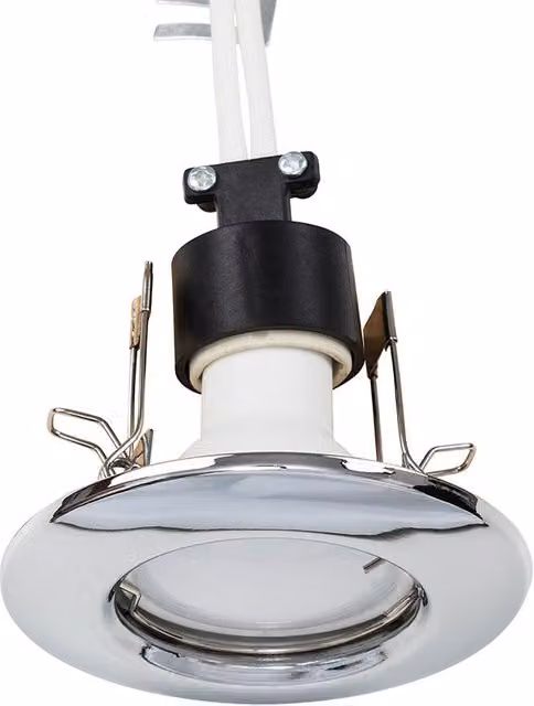 ValueLights 30 Pack Recessed Downlight Fixed Ceiling Light Fittings in Chrome with Cool White GU10 Bulbs – 1