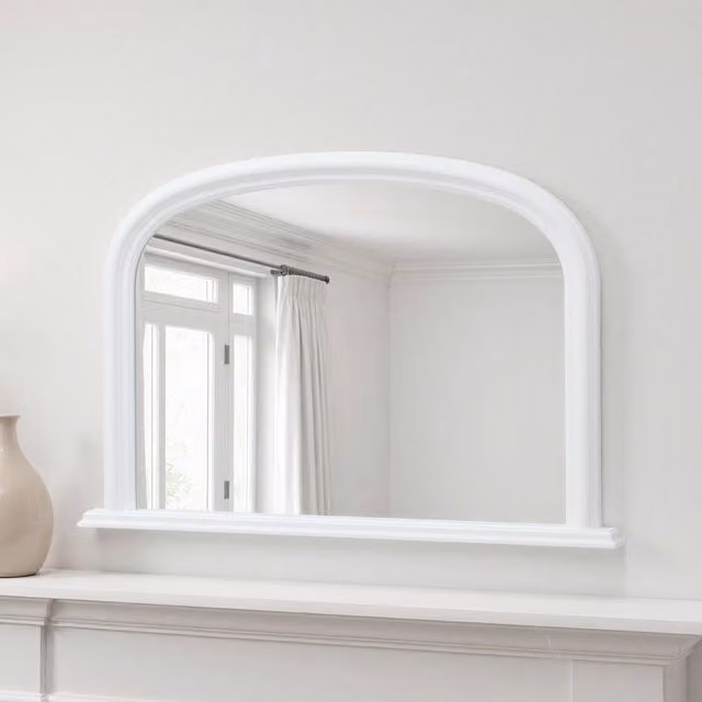 Yearn Contemporary Arched Overmantle Mirror in White, W: 112 cm, H: 77 cm