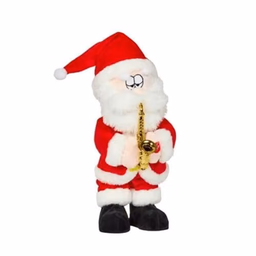 Samuel ALEXANDER Animated Dancing Santa with Saxophone Christmas Decoration, Red and Multicolour, Height: 35 cm – 2