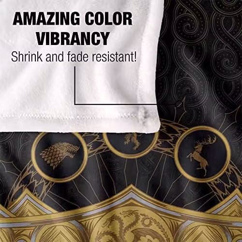 LOGOVISION House of the Dragon White Super Soft Fleece Throw Blanket, W: 152 cm, D: 127 cm – 3