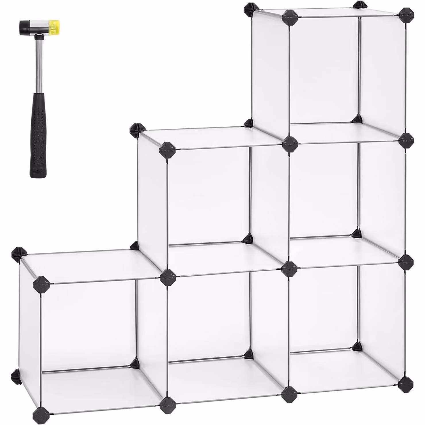 SONGMICS 6 Cube Modular Plastic and Metal Shoe Rack Organiser Unit in White – 3
