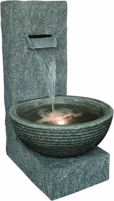 Primrose Bladed Arc Slate Effect Tabletop Cascade Water Feature with LED Lights, Grey