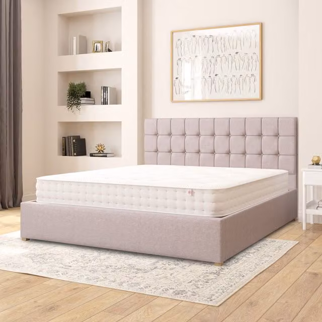 Aspire Sinatra Fabric Ottoman Storage Bed in Grey Eire Linen, Superking, W/D/H: 200 x 200 cm