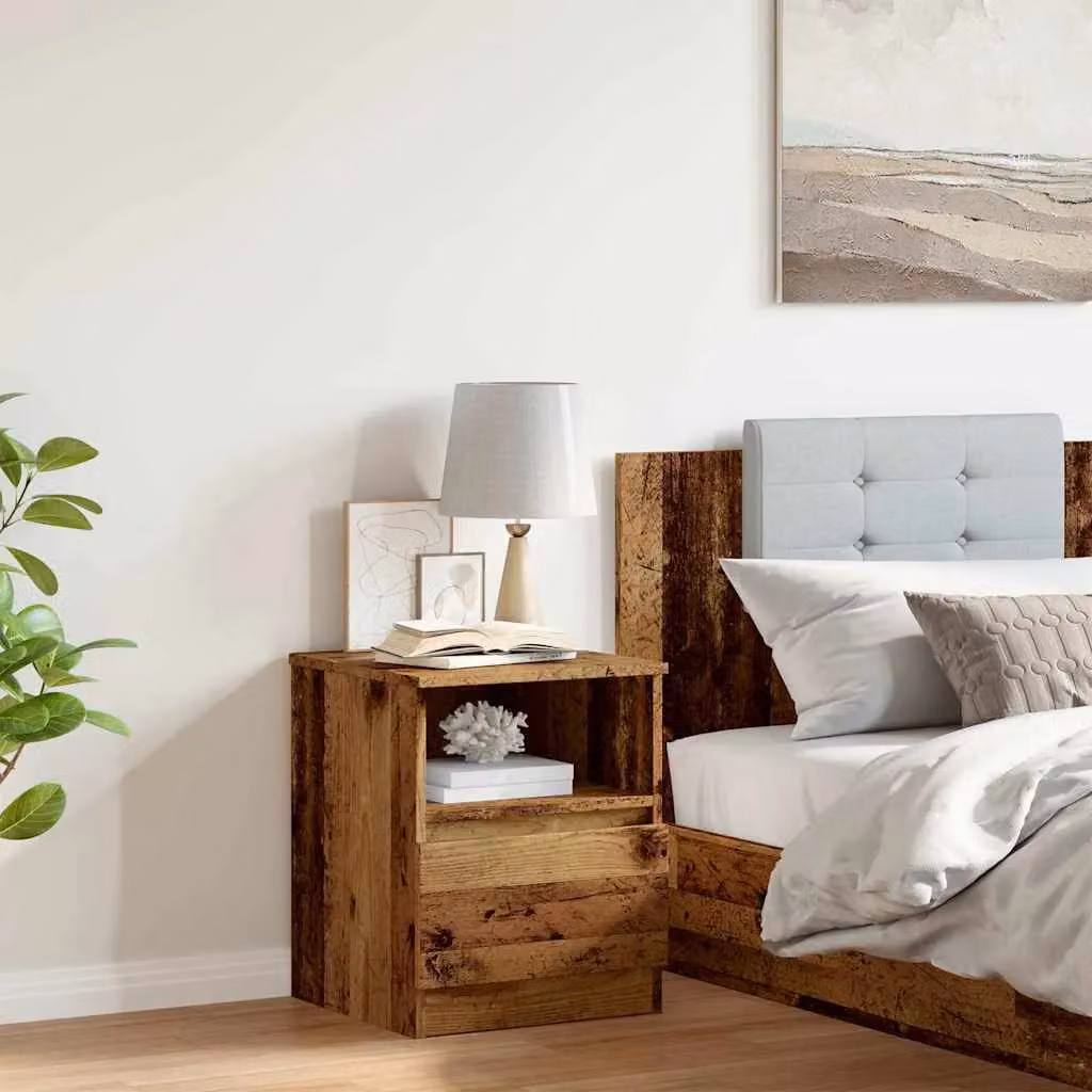 Berkfield Home Bedside Cabinet in Brown Old Wood, W/D/H: 40 x 40 x 50 cm – 3