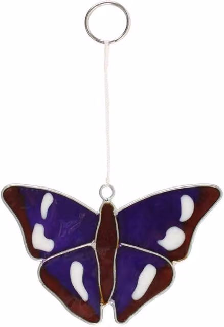 KDMK Emperor Butterfly Glass Window Suncatcher Pendant in Purple