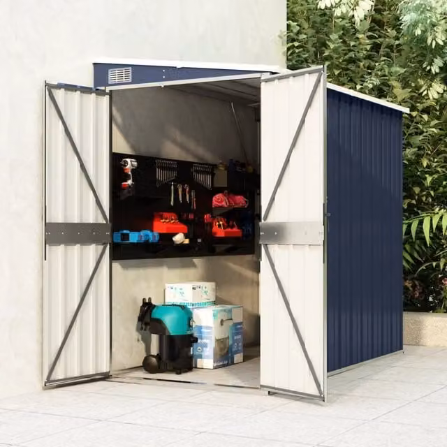 Berkfield Home Wall-mounted Lean-to Garden Shed in Anthracite Black, W/D/H: 118 x 194 x 178 cm – 1