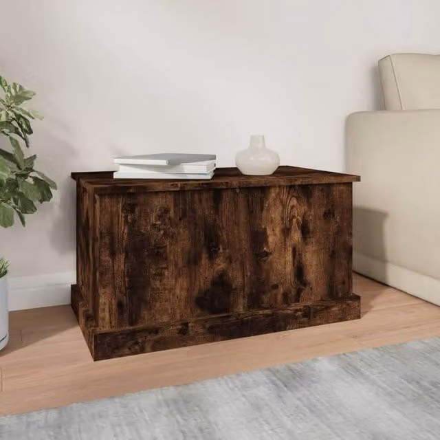 Berkfield Home Smoked Oak Storage Box in Brown, W/D/H: 70 x 40 x 38 cm