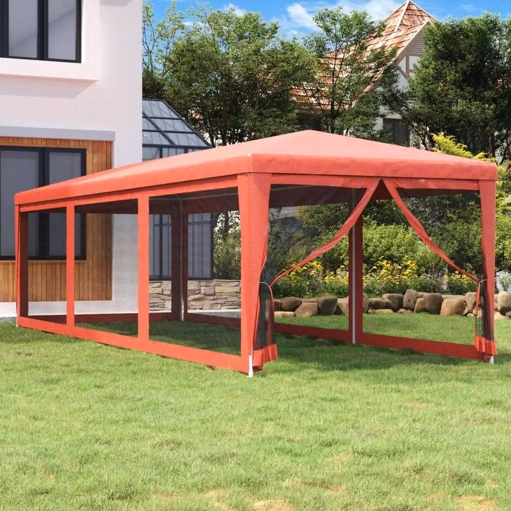 Berkfield Home Party Tent with 8 Mesh Sidewalls, Red, W: 9 m, D: 3 m – 2