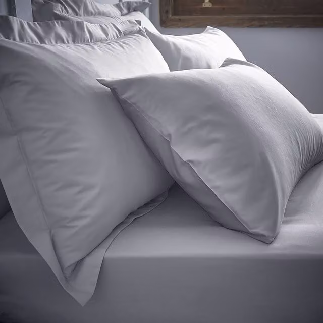 Bianca 200 Thread Count Cotton Percale Fitted Sheet Grey W/D/H: 200 x 185 x 32 cm – 1