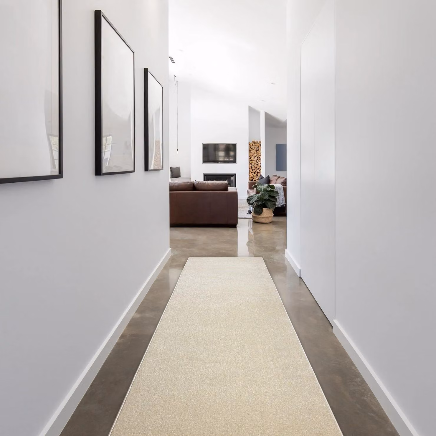 RugsX Karmel Plain White Rectangular Runner W: 140 cm, L: 340 cm – 2