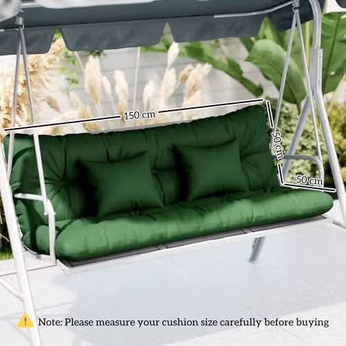 Outsunny Water Repellent Green Outdoor Seat and Back Cushions with Foam Padding – 3