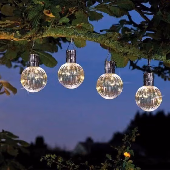 Marco Paul 4pc Solar Orb with Firefly Effect Lights in Transparent